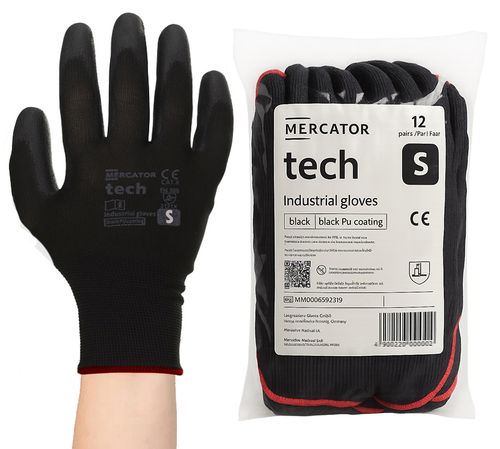 rękawice robocze mercator tech black+black pu - s - 12 par na Arena.pl
