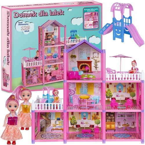 DOMEK DLA LALEK 2 LALKI MEBLE 129 ELEMENTÓW DUŻY na Arena.pl