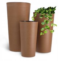 ZESTAW 3 szt DONICZKA DONICA WKŁAD KWIETNIK WYSOKA OGRODOWA BRĄZOWA 57cm