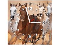 30X30CM ZEGAR ŚCIENNY KONIE BIEGNĄCE GALOPEM OBRAZ MALOWANE