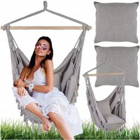 Fotel wiszący huśtawka brazylijska szara + poduszki duży bujany 130x100 cm