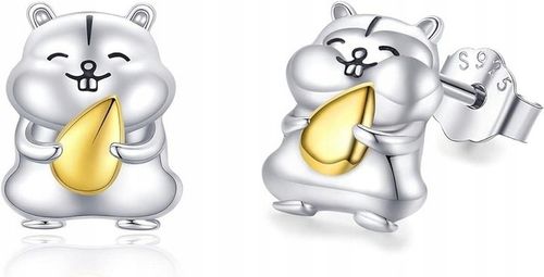 Kolczyki srebrne dla dziewczynki dzieci chomik chomiki wkrętki sztyfty na Arena.pl