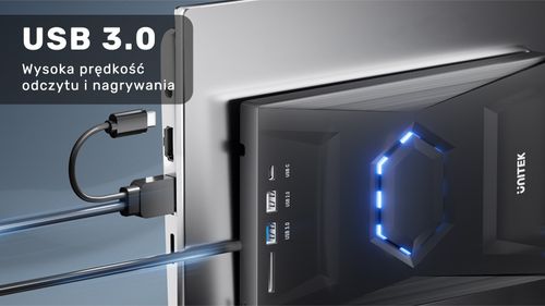 Unitek Nagrywarka zewnętrzna DVD/CD, Hub USB 5Gbps, czytnik kart SD na Arena.pl