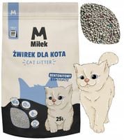 Żwirek dla kota bentonitowy 25l Miłek, zbrylający, bezpyłowy, naturalny