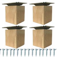 LAKIEROWANE nogi meblowe bukowe komplet 4 x 5 cm KWADRATOWE blacha łącznik