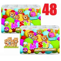 48 rolek Papier toaletowy Biały Miśki 2x 24 rolek Duża Paczka XXL Rodzinna