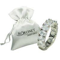 Obrączka rodowana okazała SWAROVSKI srebrna r.14 KOKONET 7-0005-14