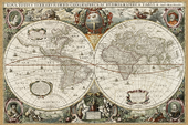 Hondius - starożytna mapa świata Rozmiar - 60x40