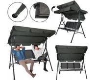 HUSTAWKA OGRODOWA WISZACA Z DASZKIEM SOFA LAWKA METALOWA DO OGRODU DUZA