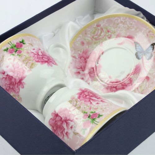 KPL FILIŻANEK PORCELANOWYCH ZE SPODKAMI 2 SZT NA KAWĘ HERBATĘ 250 ML na Arena.pl