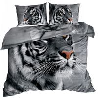 Pościel 3D bawełna satyna 140x200cm SZARY TYGRYS