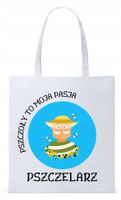 Dla Pszczelarza Na Prezent Torba Eco Biała Shopper Z Nadrukiem Ze Zdjęciem