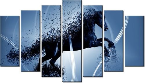 80CM 140CM OBRAZ 7 ELEM NIEBIESKI KOŃ GMENTARYZACJA JAKUB BANAŚ ŚCIENNY na Arena.pl