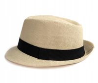 KAPELUSZ Trilby Męski Damski Letni Plażowy JASNY BEŻ Lekki 58