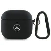 Etui Mercedes Leather Metal Logo na AirPods 4 - czarne