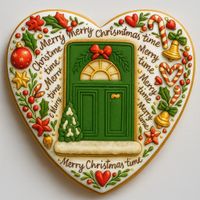 CIASTKO LUKROWANE ŚWIĄTECZNE DRZWI SERCE NO4 ROZ.S RĘCZNIE ROBIONE