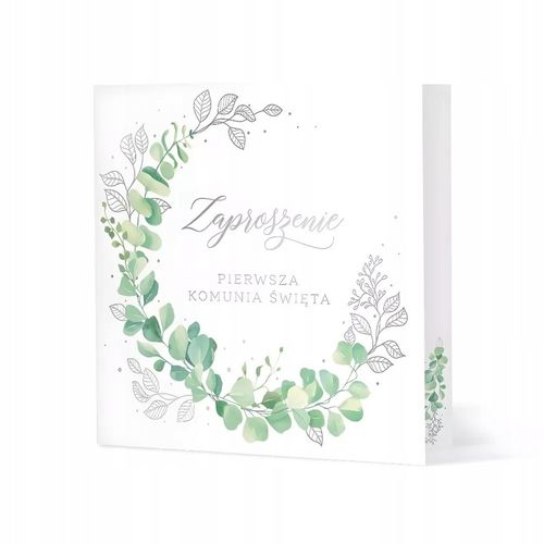 ZAPROSZENIA NA KOMUNIE komunijne + KOPERTY białe eukaliptus dla gości 10szt na Arena.pl