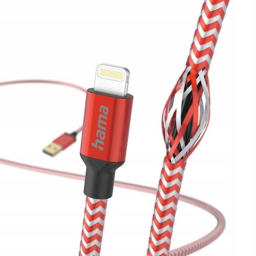Kabel HAMA Ładujący/data Reflected USB typ A - Lightning 1.5m Czerwony na Arena.pl