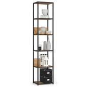 Regał industrialny metalowy 40 cm 6 półek otwarty do salonu Czarny Craft