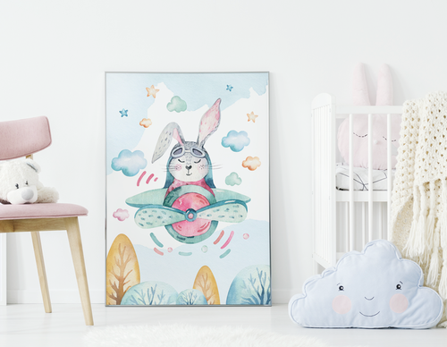 Plakat królik pilot samolot 40x50 cm na Arena.pl