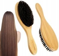 Naturalna BAMBUSOWA SZCZOTKA DO WŁOSÓW drewniana z włosiem dzika