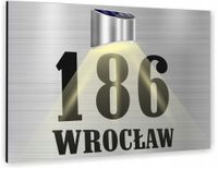 duża TABLICZKA ADRESOWA dibond srebrna numer domu 40x30 lampka solarna led