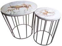 Kpl 2 stolików z reniferem 45x45x43.5cm / 28x28x41cm