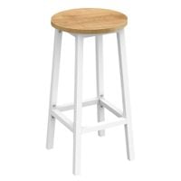 Taboret barowy loft dąb 65 cm hoker kuchenny okrągły białe stal nogi