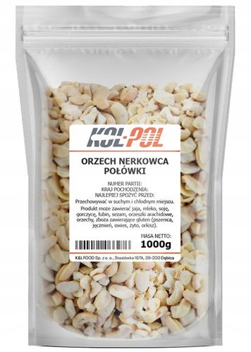 ORZECHY NERKOWCA 1kg Połówki nerkowce naturalne wysoka jakość Kol-Pol na Arena.pl