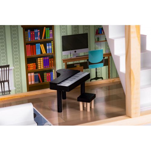 DOMEK DLA LALEK ECOTOYS DREWNIANY 3 POZIOMY 15 MEBELKÓW na Arena.pl