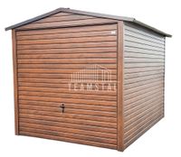 GARAŻ BLASZANY 3m x 5m poziom - dwuspad Brama uchylna - jasny orzech drewnopodobny TS267 3x5