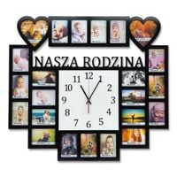 Multirama ramka na zdjęcia Nasza Rodzina z zegarem 23 zdjęcia 9x13 serca