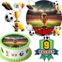 ZESTAW OPŁATEK NA TORT 20CM + 16 POSTACI- PIŁKA NOŻNA SPORT +IMIĘ 15CM 18CM