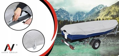Pokrowiec plandeka osłona przykrycie na łódź łódkę wędkarską 210g 390-420cm na Arena.pl