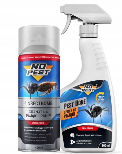 ŚRODEK SPRAY PŁYN + BOMBA DYMNA GRANAT PREPARAT NA PAJĄKI ZESTAW NO PEST na Arena.pl
