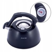 CZAJNIK STALOWY czarny GRUBE DNO GAZ INDUKCJA 3,0 L + termometr KAMILLE