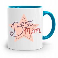 Kubek Błękitny Dla Mamy Best Mom Ever Prezent Z Nadrukiem Ze Zdjęciem