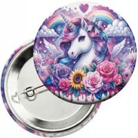 Przypinka z agrafką 59mm - JEDNOROŻEC UNICORN KOŃ