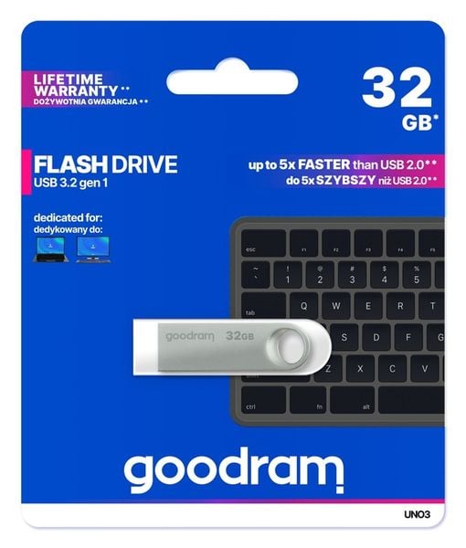 Pendrive GOODRAM 32 GB UNO3 Silver USB 3.2 zdjęcie 1