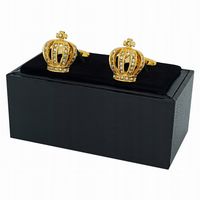 Spinki Do Mankietów Koszuli Złota Korona Cyrkonie