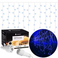 LAMPKI ZEWNĘTRZNE SOPLE 500 LED NIEBIESKIE KURTYNA ŚWIETLNA IP44 ŚWIĄTECZNE