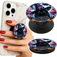 Uchwyt do telefonu Popsocket na palce/stojak CZARNY KOTEK HALLOWEEN SALEM