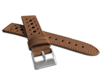LAVVU Perforowany jasnobrązowy szyty pasek VINTAGE z luksusowej skóry Top Grain - 22