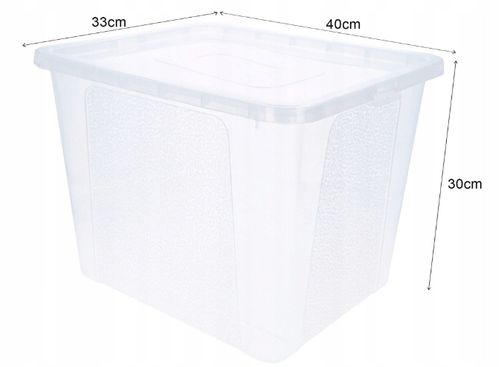 Pojemnik 30 l przezroczysty z pokrywą BPA free do przechowywania na Arena.pl