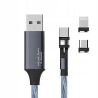 KABEL USB 3W1 3.1A SOMOSTEL LED BLUE QC 1.2M