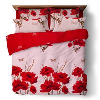 Komplet Pościeli 200*230 Dwuosobowy 6-częściowy w Kwiaty Flanela