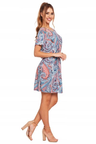 MODNA SUKIENKA DAMSKA KRÓTKA ELASTYCZNA W ORIENTALNY WZÓR NA LATO MORAJ S/M zdjęcie 11