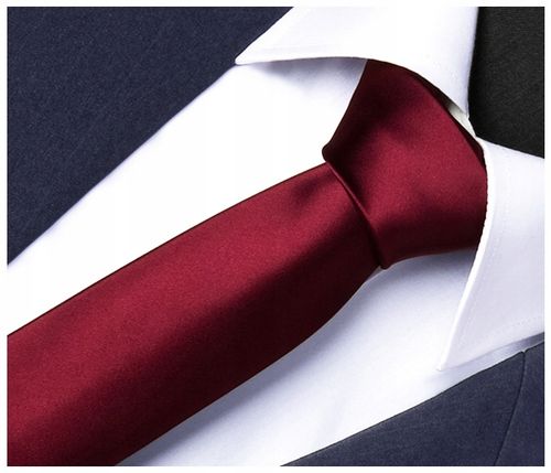 ELEGANCKI BORDOWY Gładki Krawat Męski do Garnituru Wąski Śledź Slim gs13 na Arena.pl