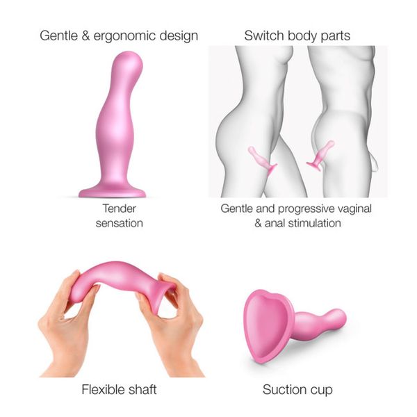 DILDO PLUG CURVY METALLIC SUGAR PINK- S zdjęcie 5