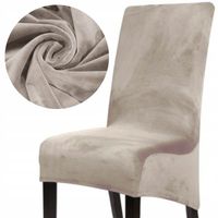 POKROWIEC NA KRZESŁO XXL WELUR PLUSZ ELASTYCZNY ANTYPOŚLIZGOWY BEŻOWY
